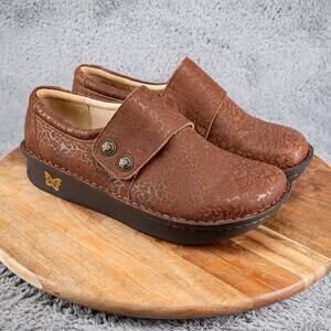 Alegria Women’s 11 Deliah Leather Professional Nursing Shoe Clog- Brown